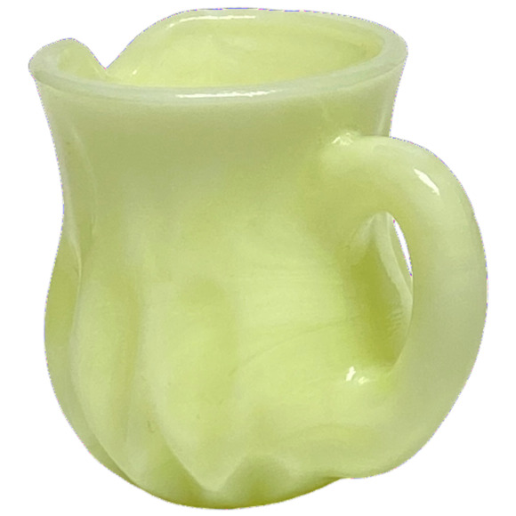 Mini Cream Vaseline Boyd Glass Pitcher Toothpick Holder 2000 Lemon Splash GLOWS - Picture 13 of 15